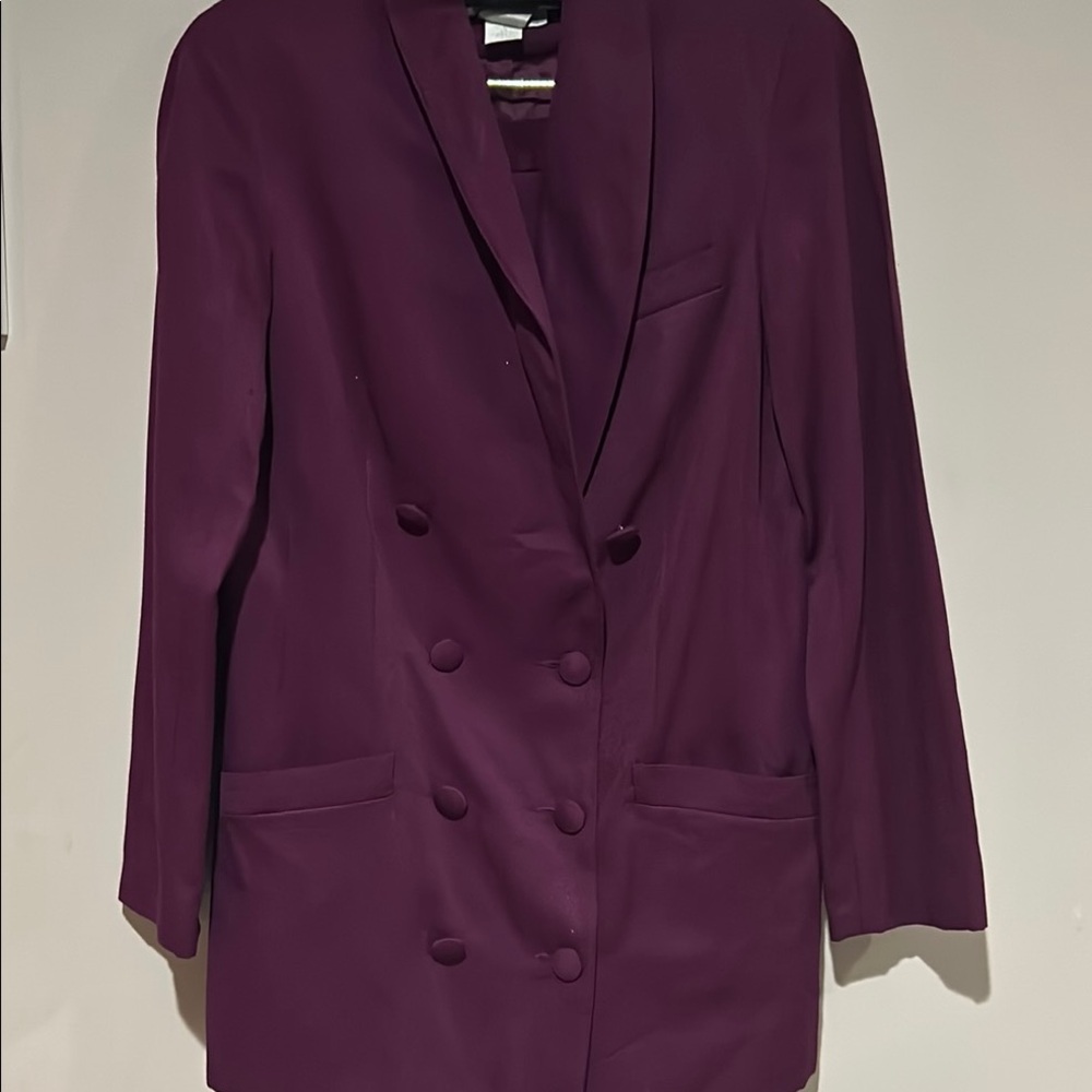 Elegant Purple Double-Breasted Women's Blazer / skirt suit
